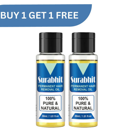 SURABHIT PERMANENT HAIR REMOVAL OIL FOR MEN AND WOMEN - BUY 1 GET 1 FREE ( 30 ML )